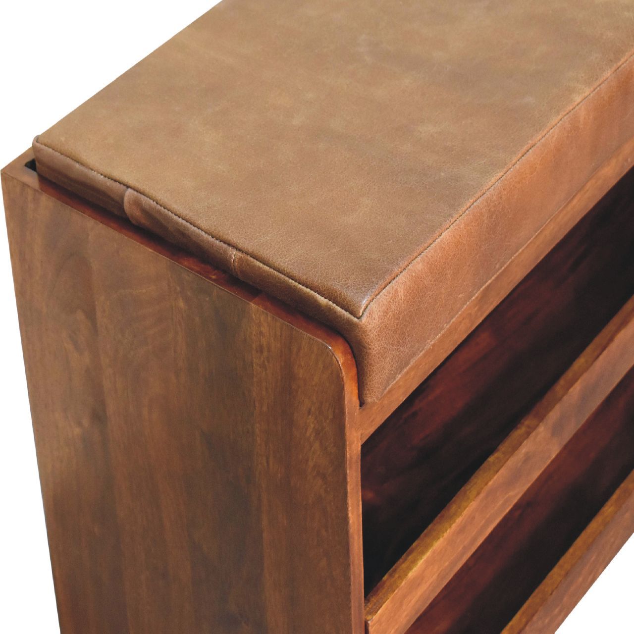 Buffalo - Hide Pull Out Shoe Storage Bench - Chestnut