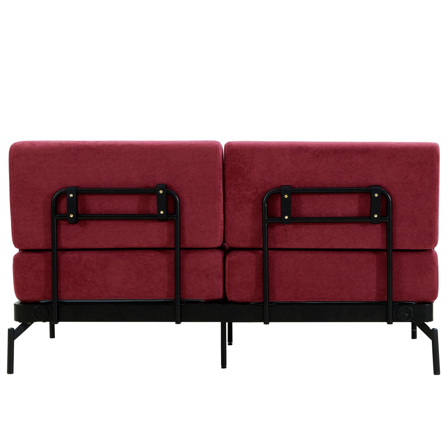 Modern Loveseat Sofa 59" Sofa Couch 2 Seater With USB Ports, Unique Cylindrical Armrests - Red