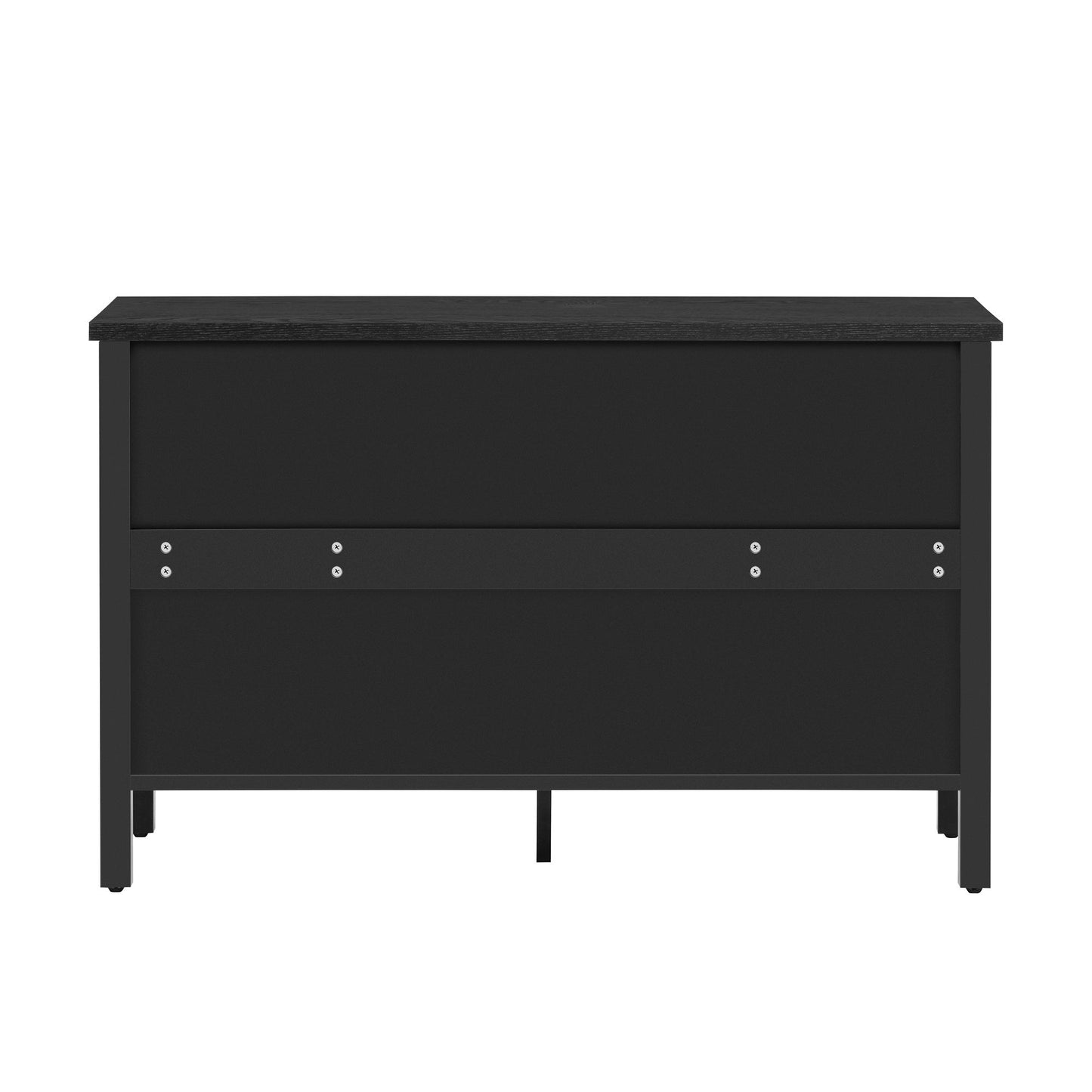 Retro TV Stand For TVs Up To 43", Entertainment Center Media Console Cabinet With 3 Spacious Cabinets, Glass Cabinet Doors And Anti-Tip Device For Living Room - Black
