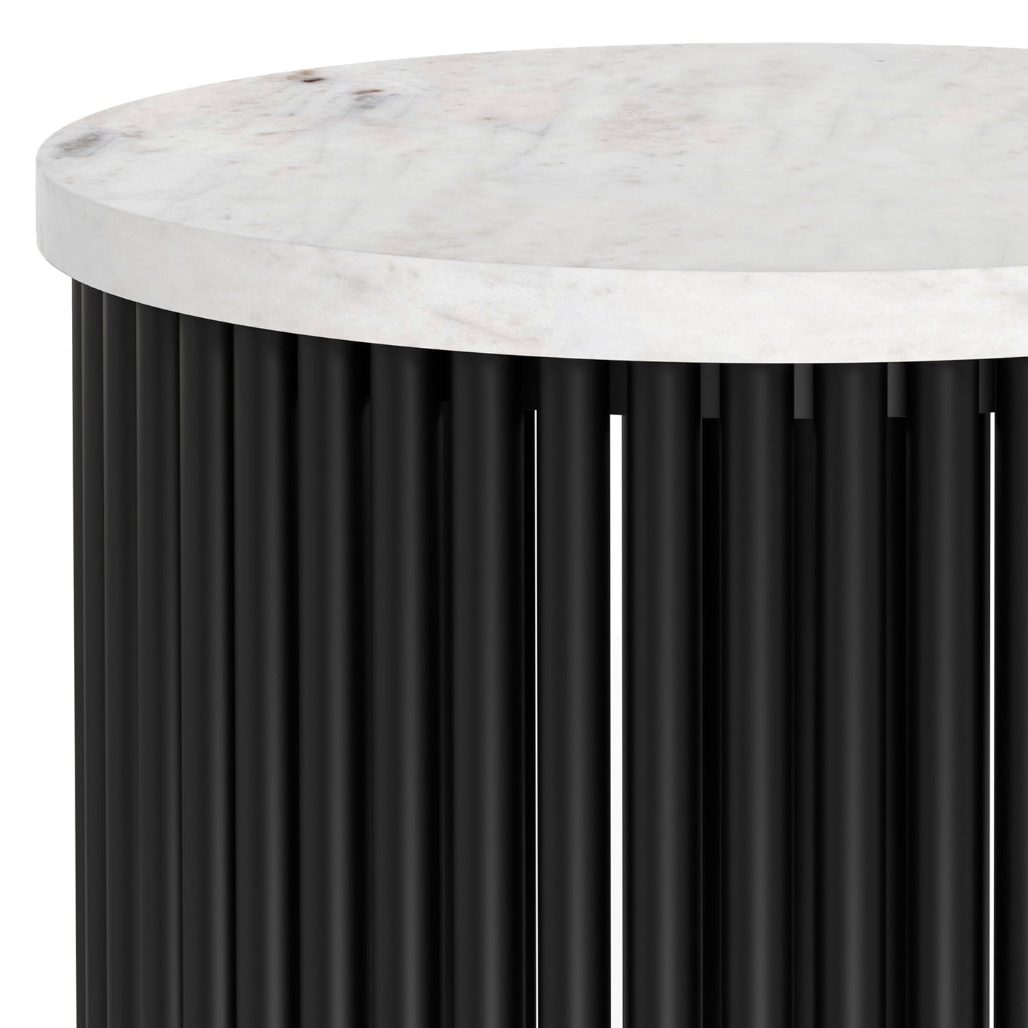 Demy - Metal Accent Table - White Marble / Black