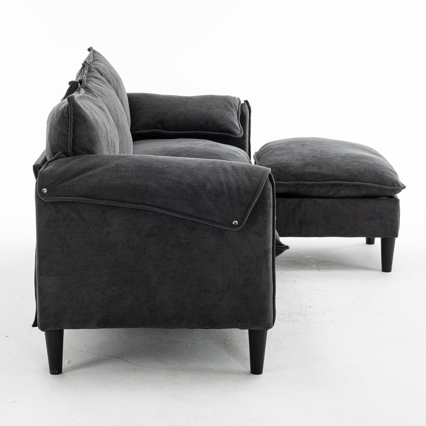 Convertible Combination Sofa, Sofa L Shaped, Sofa With Footstools With Storage Sofa For Living Room, Living Room 3 Seater Combination Sofa - Gray
