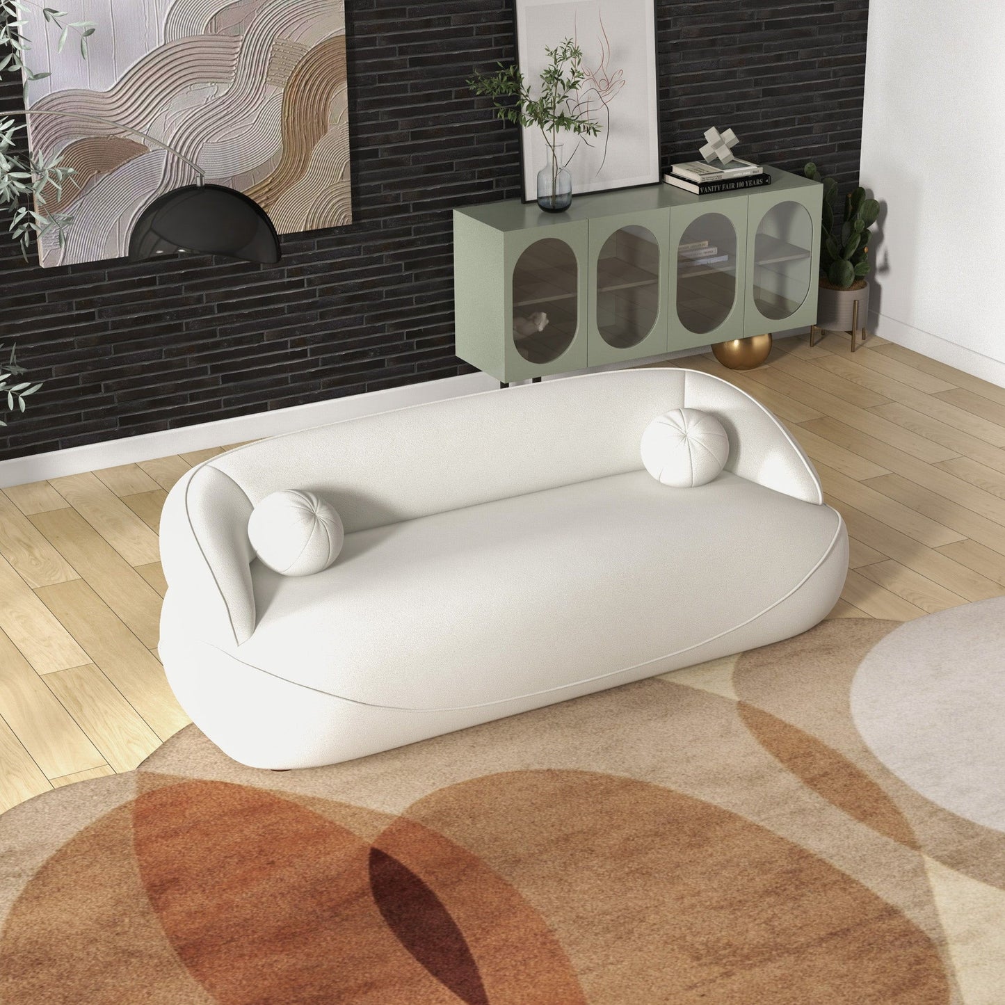 Andrew - Boucle Sofa - Beige / Ivory White / Light Beige / White