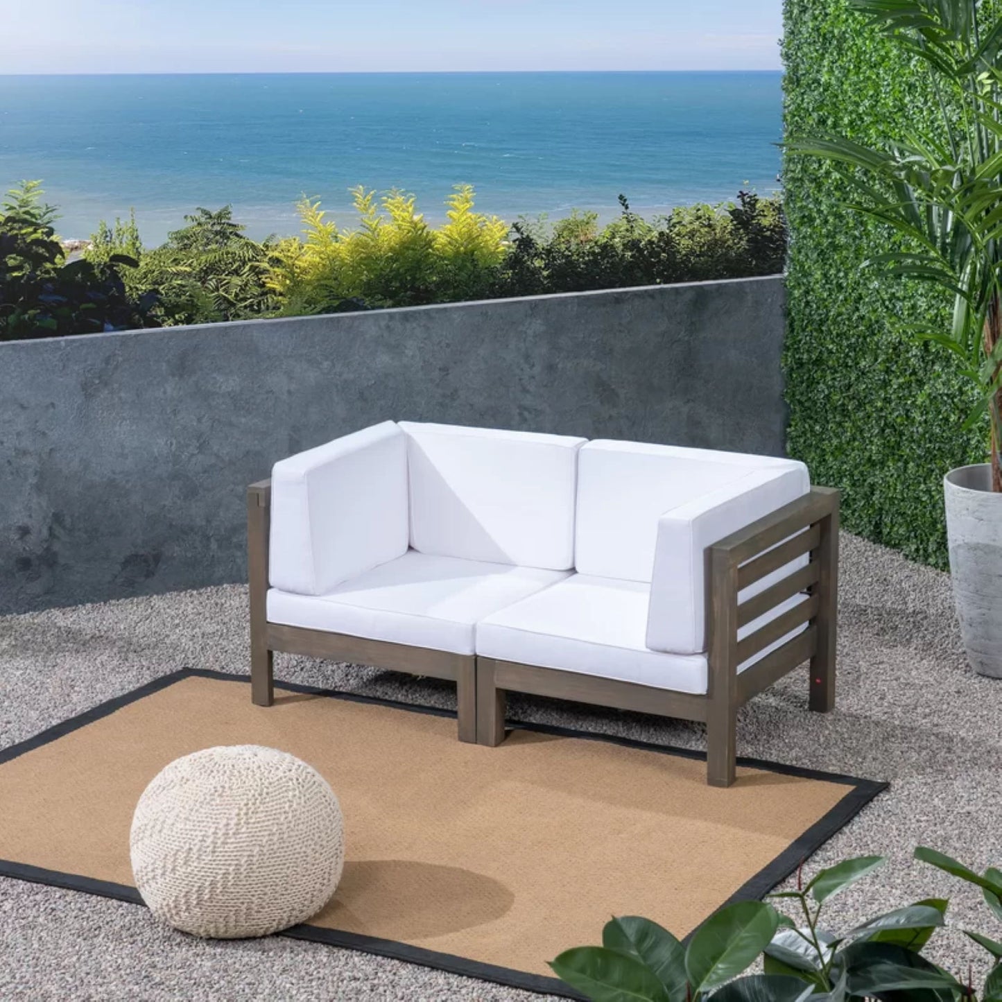 Oana - 2 Piece Loveseat Set With Cushions - White