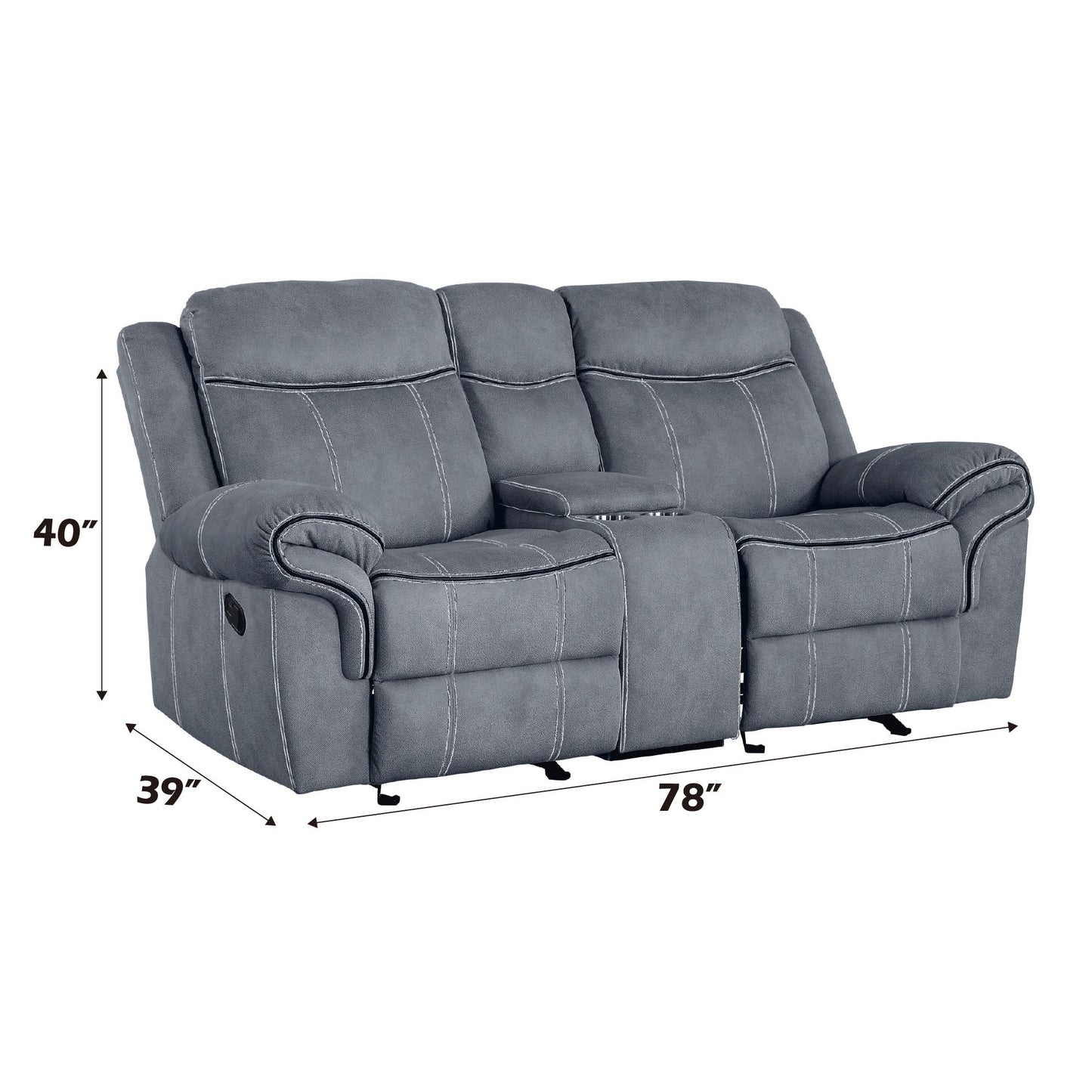 Zubaida - Two Tone Velvet 3 Piece Recliner Living Room Set - Gray