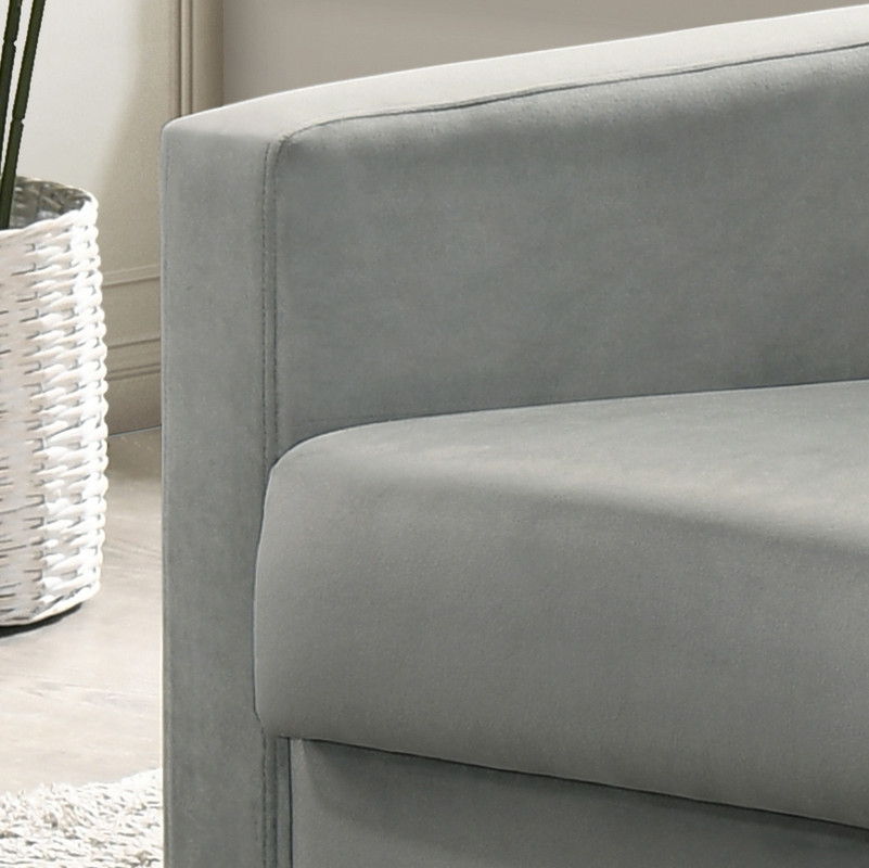 Hale - Velvet Accent Armchair With Tufting - Light Gray