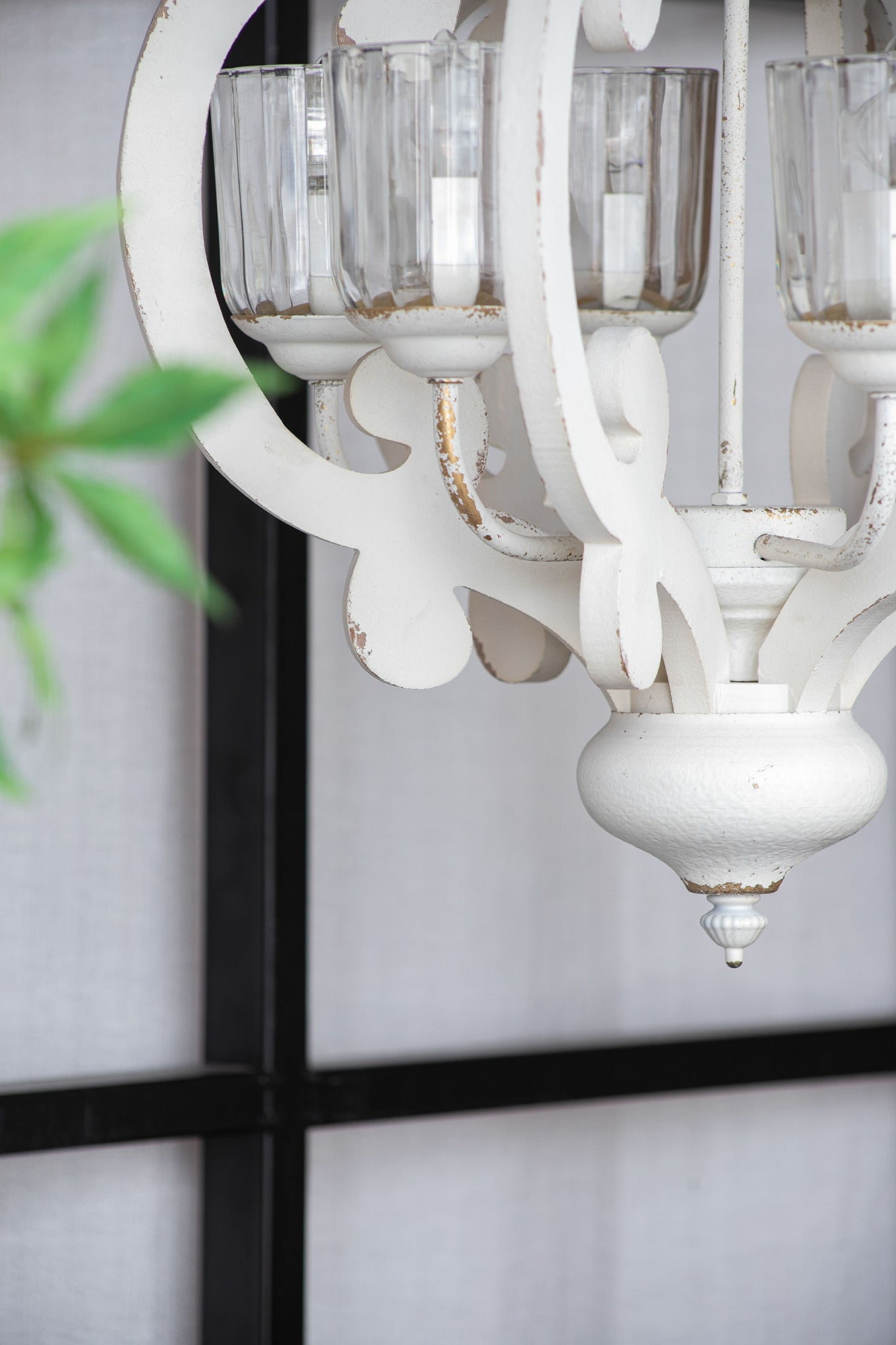 Farmhouse Chandelier, 6 Light Wood Chandelier Pendant Light Fixture With Adjustable Chain For Dining Room Living Room Entryway, Bulb Not Included - Cream