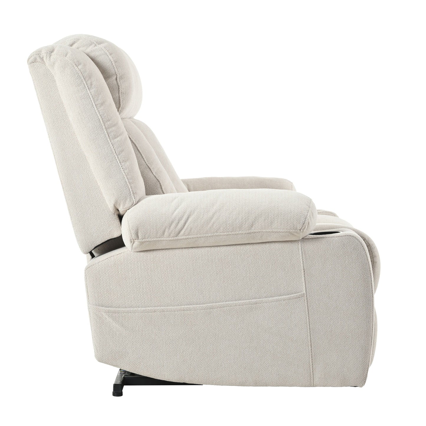 Power Lift Recliner Chair - Fabric Single Sofa With Extended Footrest, Remote Control, Cup Holders, And Side Pockets For Living Room Or Home Theater - Light Gray