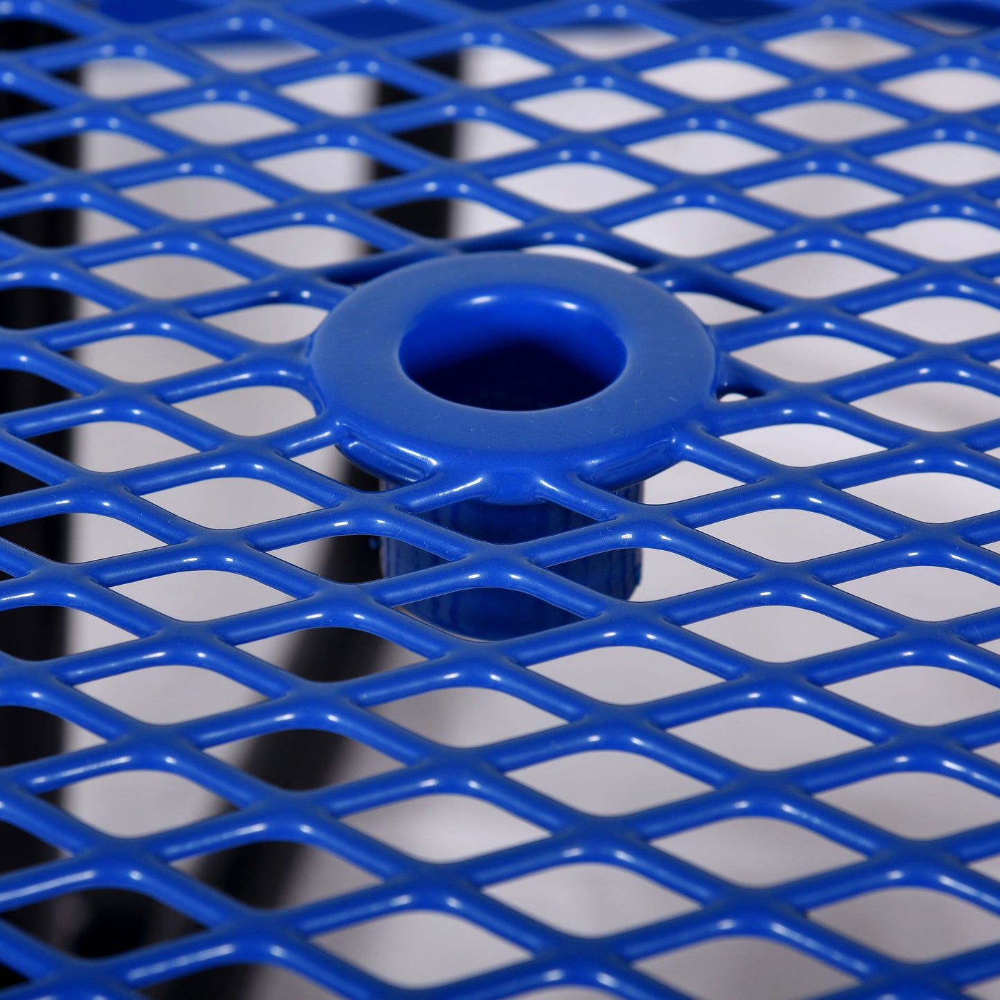 Round Outdoor Steel Picnic Table With Umbrella Pole - Blue