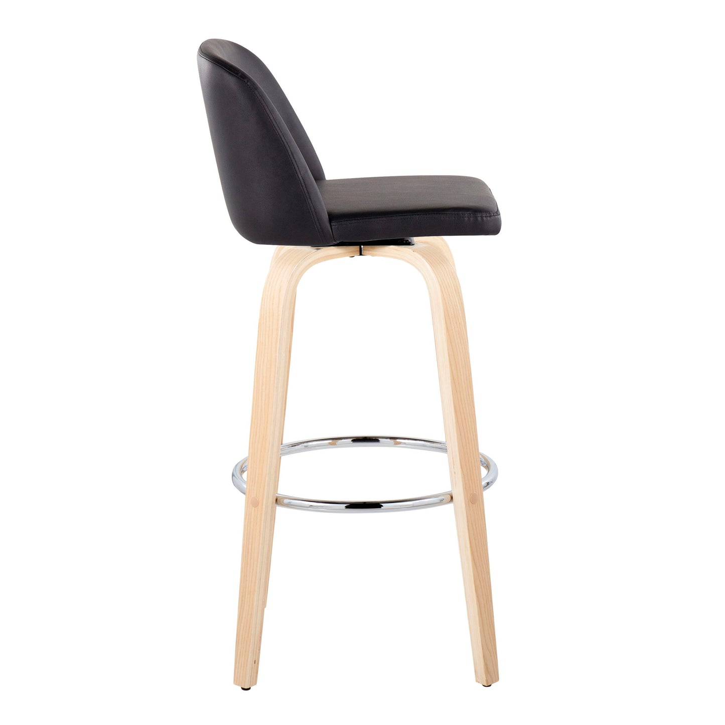 Toriano - Contemporary Fixed Height Barstool & Swivel With Round Footrest (Set of 2) - Natural / Black