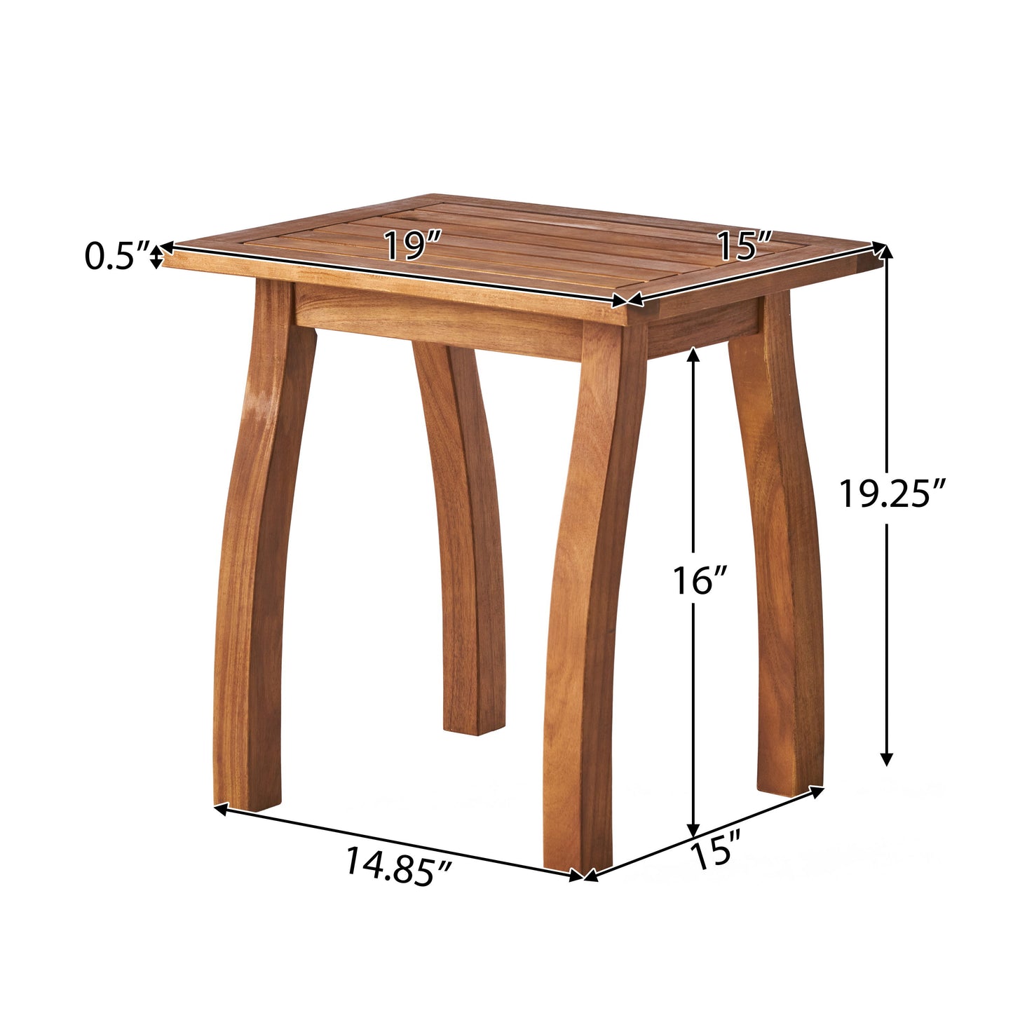 Kinesis - Outdoor Side Table With Slatted Top And Wood Frame - Teak