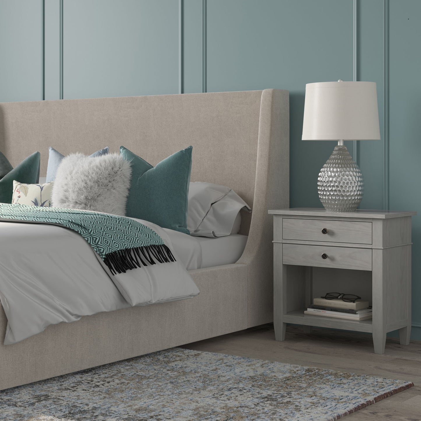 Carlton - Bedside Table - Fog Gray