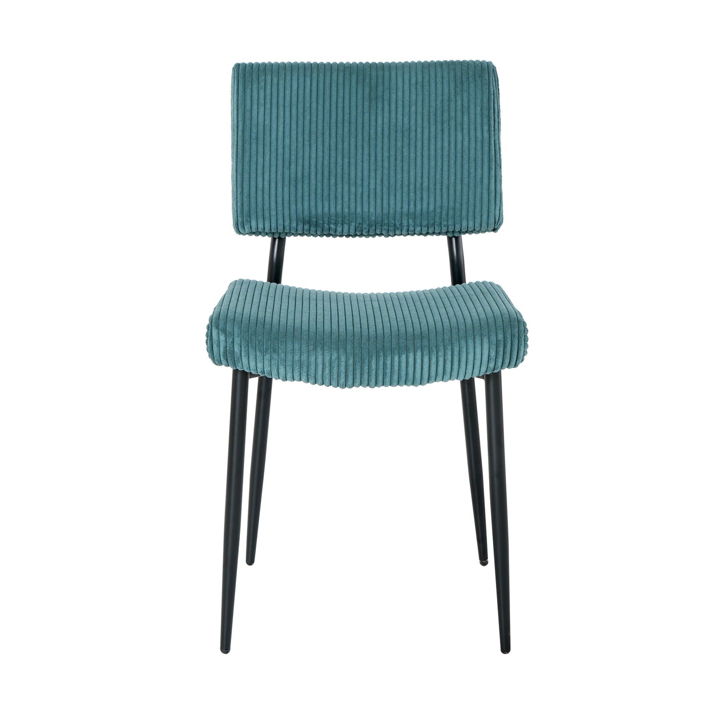 Modern Upholstered Dining Chair Set With Black Metal Legs (Set of 2) - Turquoise