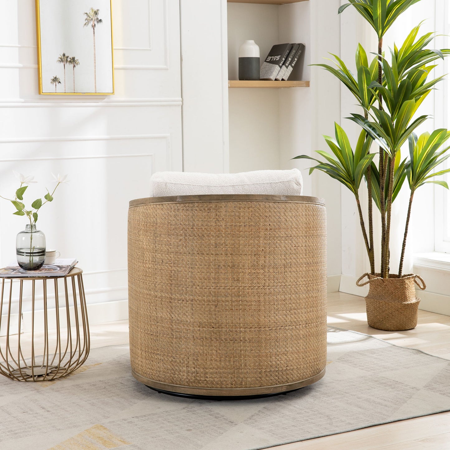 Swivel Barrel Chair, Comfy Round Accent Sofa Chair With 360 Degree Swivel, Leisure Arm Chair For Living Room, Nursery, Hotel, Bedroom, Office, Lounge - Beige