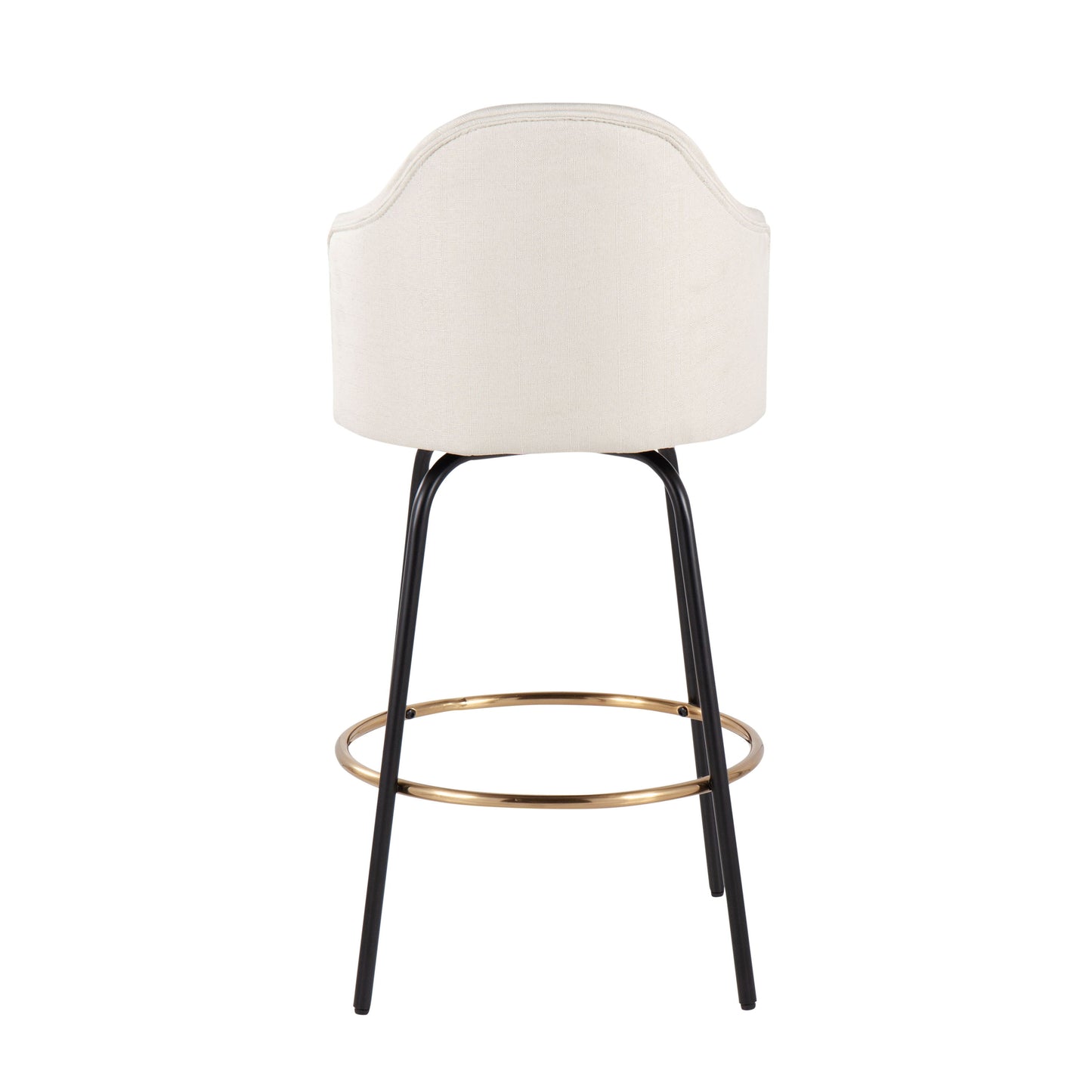 Ahoy - Contemporary Fixed Height Counter Stool Round Gold Footrest (Set of 2) - Cream / Black