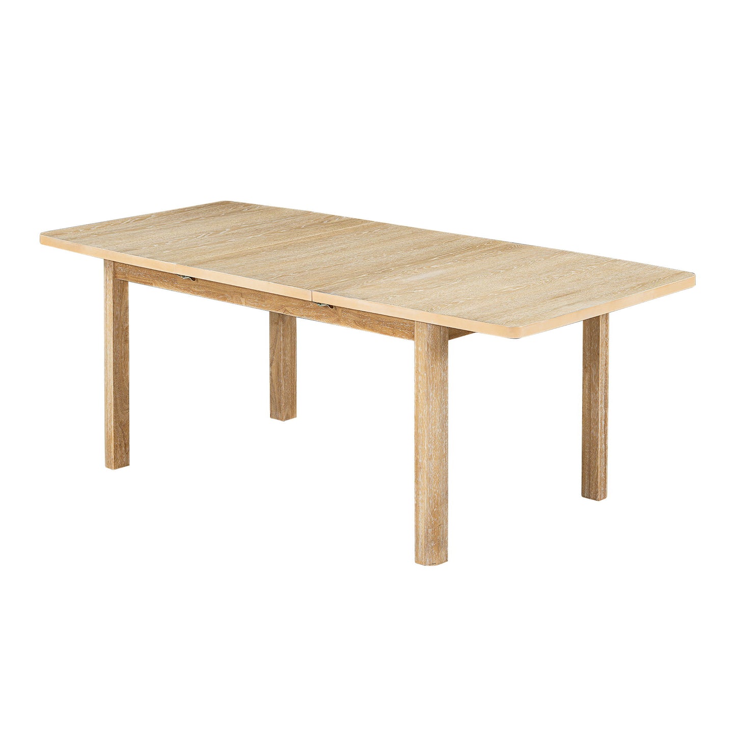 Topmax - Rustic Extendable Dining Table Set With Removable Leaf, 6 Upholstered Armless Dining Chairs And 2 Padded Arm Chairs, 9 Pieces - Natural