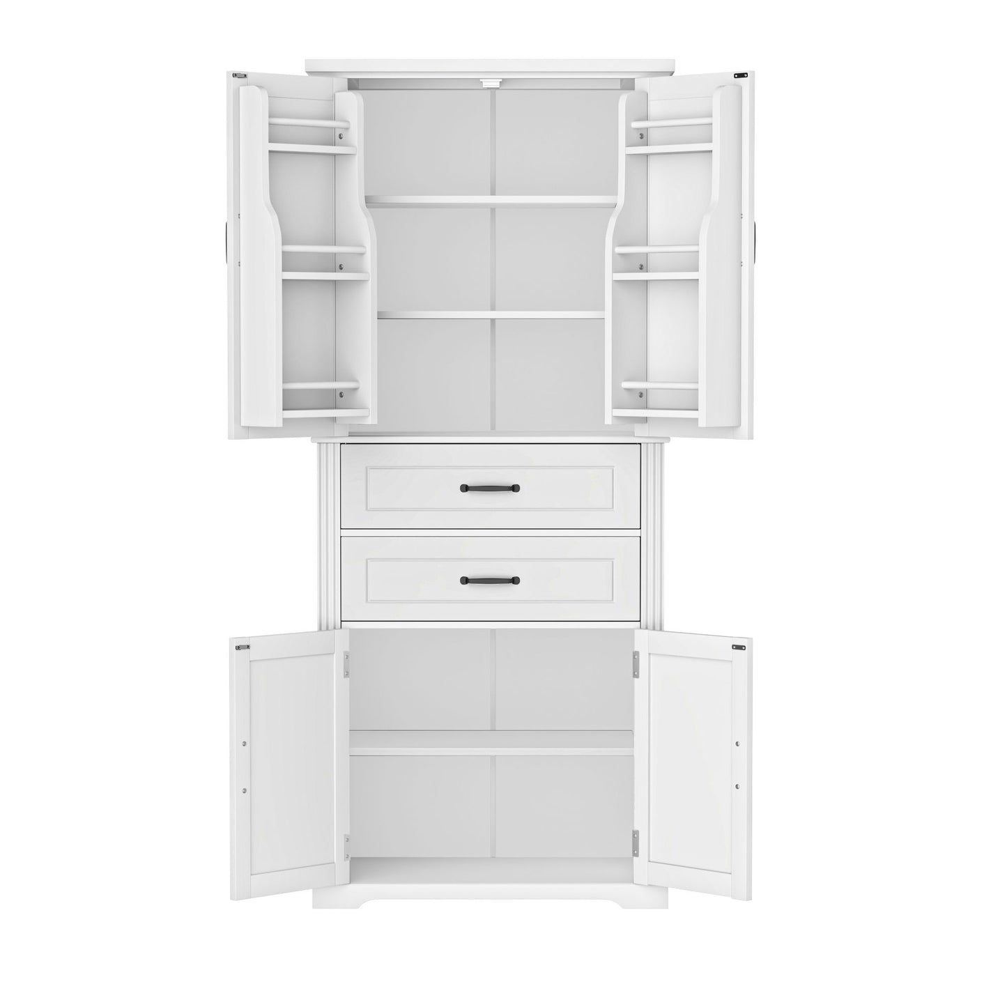 Elegant Multi Functional Storage Cabinet With Slide Rail Drawers, Adjustable Shelves - White