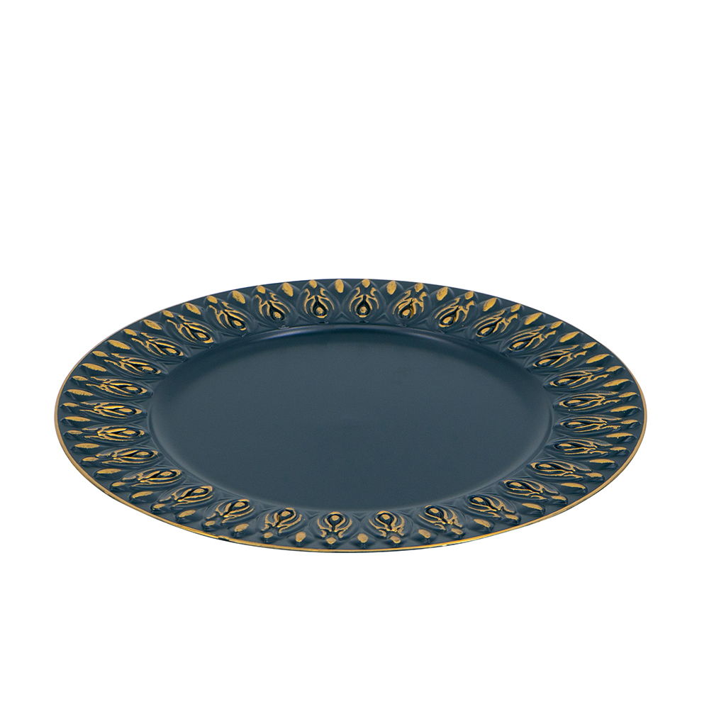 Polypropylene Charger Plate (Set of 8) - Blue / Gold
