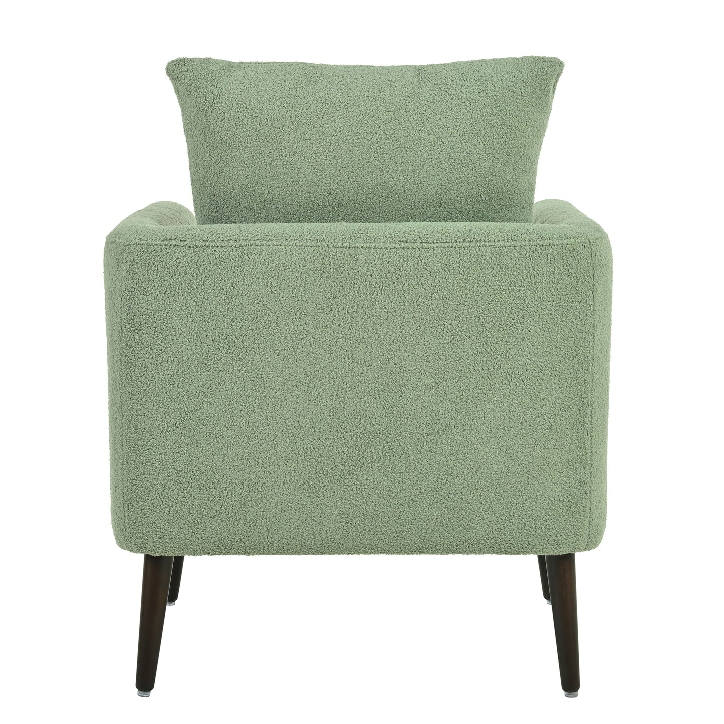 Modern Accent Chair, Upholstered Armchair For Living Room, Mid Century Fabric Lounge Chair With Pillow, Comfortable Reading Chair With Wood Legs For Living Room, Reception Room - Light Green