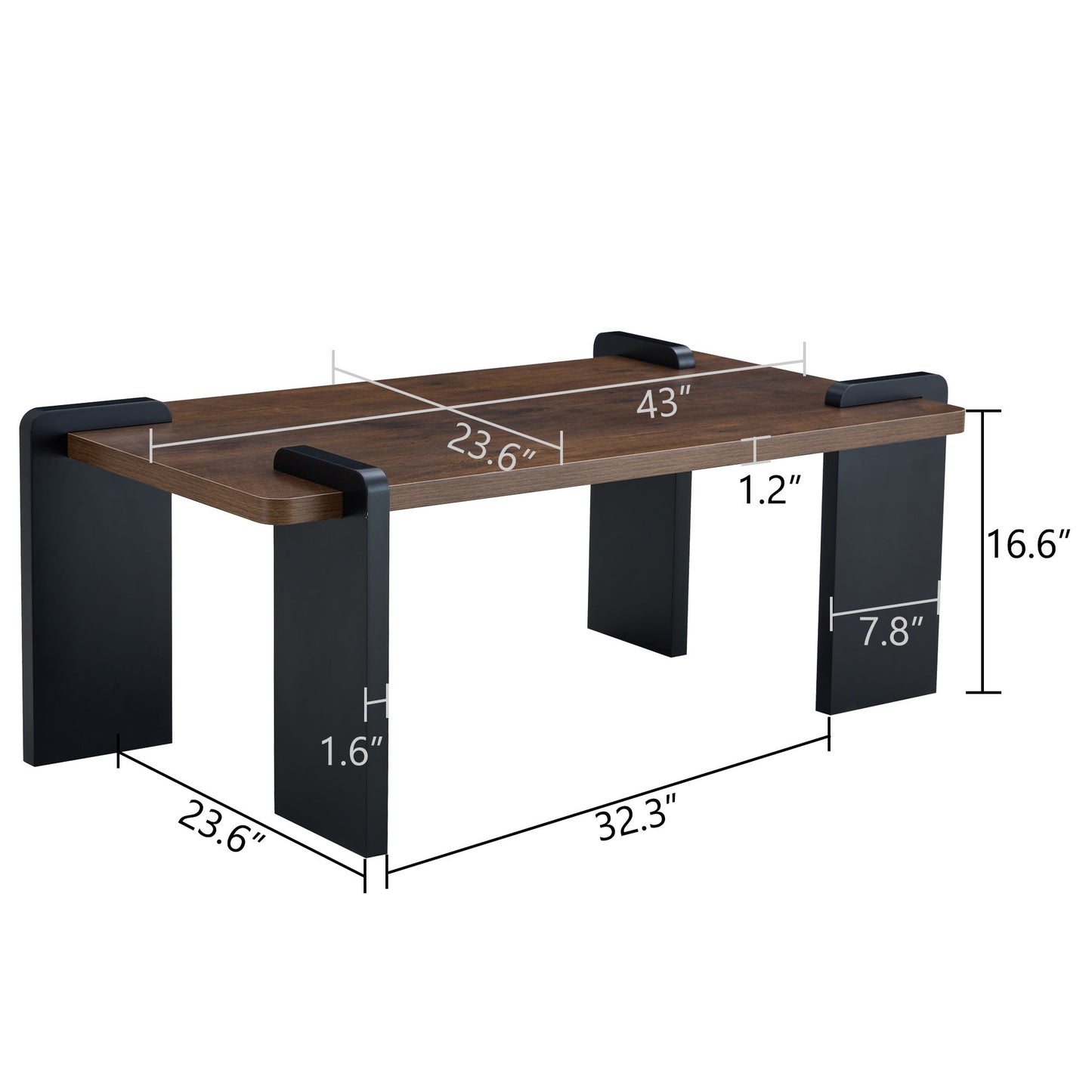 Walnut Colored Coffee Table, Suitable For Modern Minimalist Living Rooms - Walnut