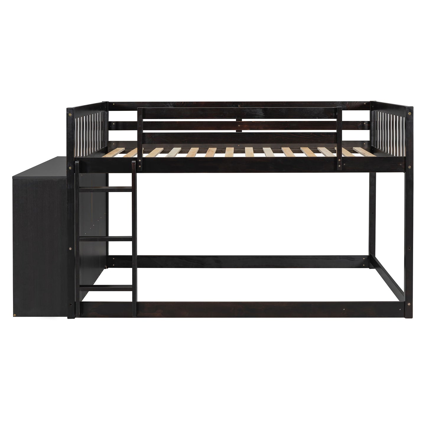Full Over Full Bunk Bed With Storage Drawers And Shelves - Espresso