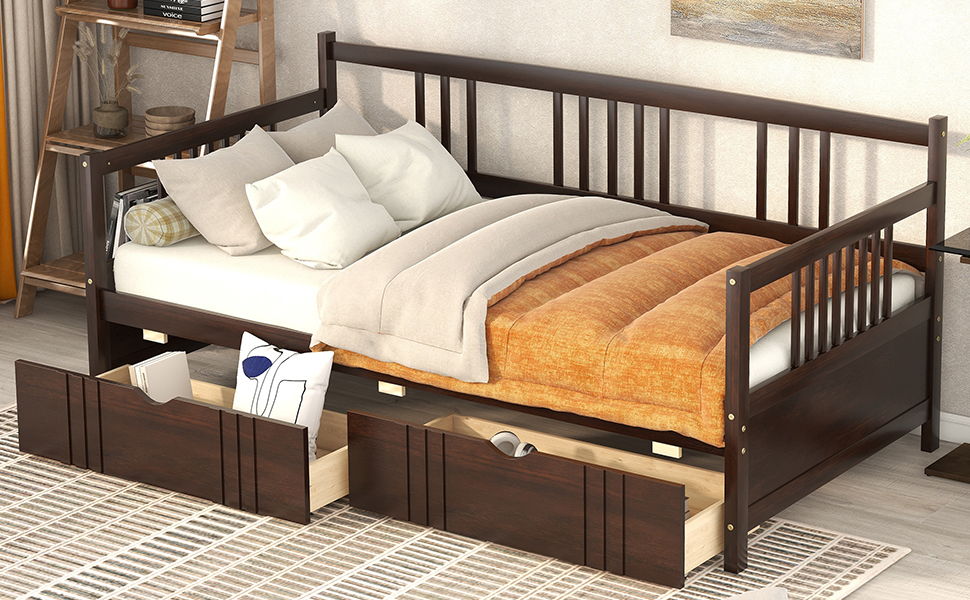 Twin Size DayBed With 2 Drawers - Espresso