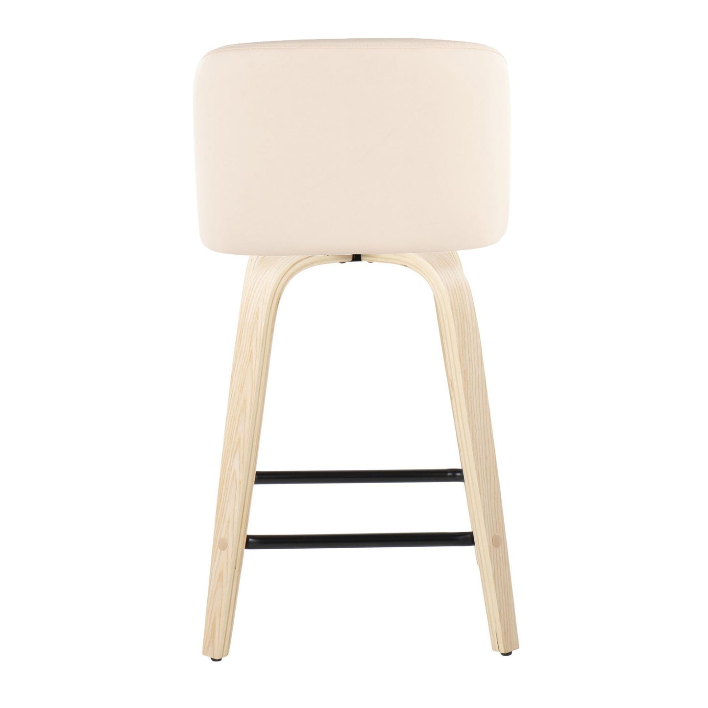 Toriano - Contemporary Fixed Height Counter Stool & Swivel And Square Footrest (Set of 2) - Natural / Cream
