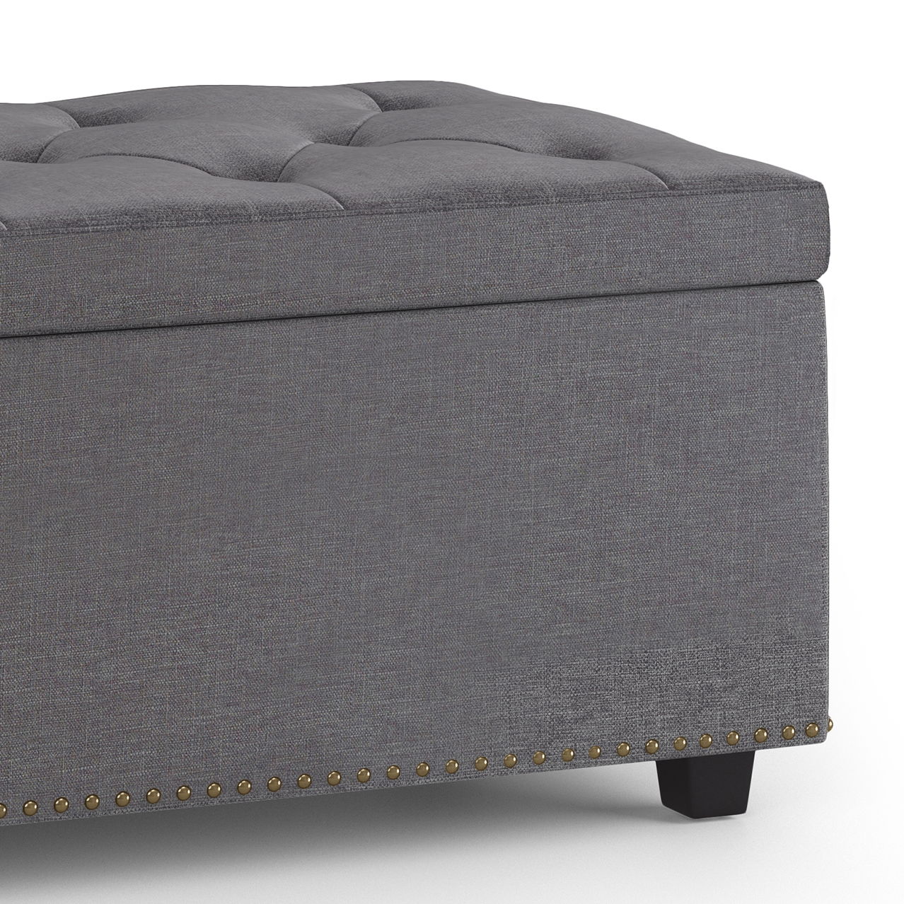 Hamilton - Lift Top Rectangular Storage Ottoman - Slate Gray