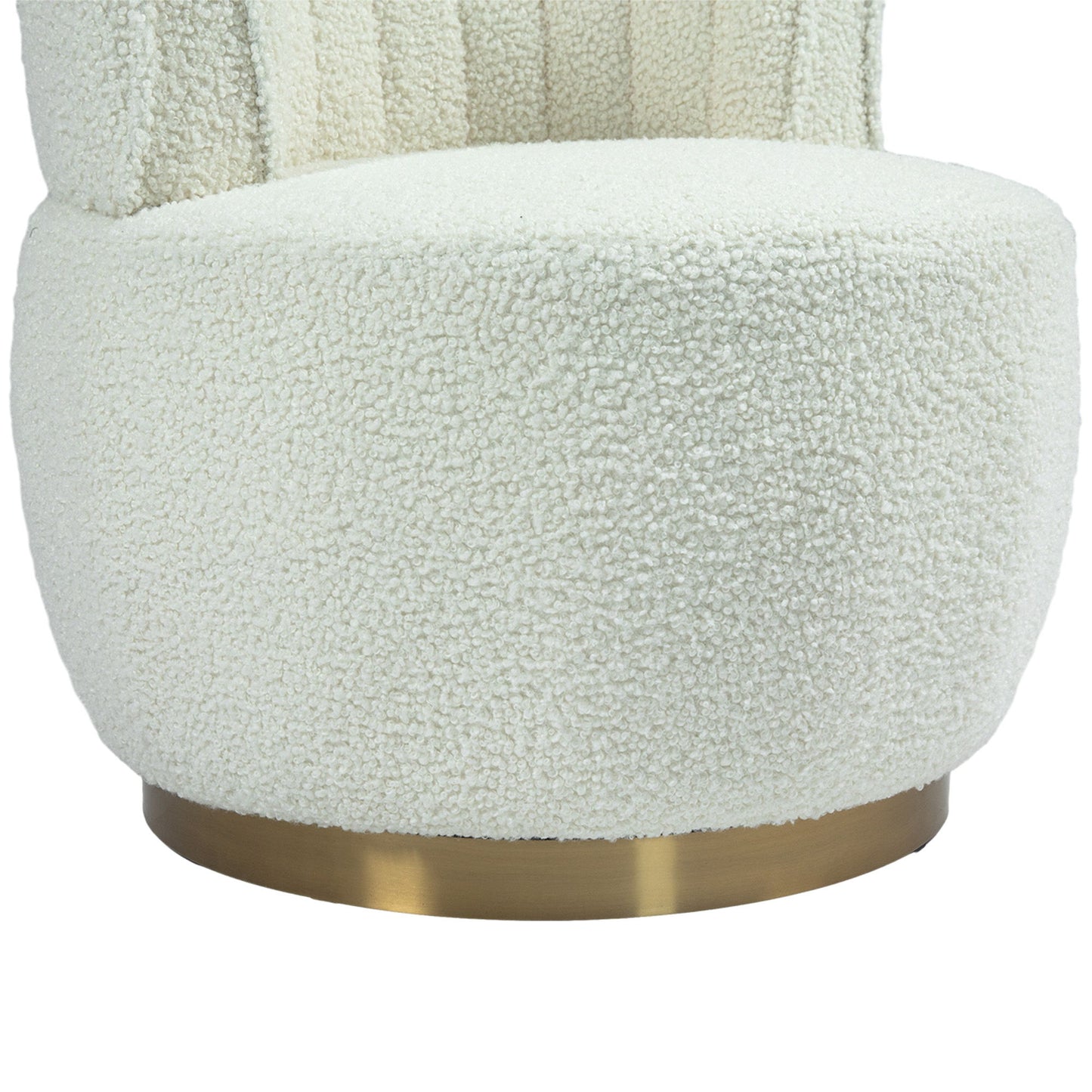 Coolmore - 360 Degree Swivel Cuddle Barrel Accent Sofa Chair, Round Armchair With Wide Upholstered Teddy Fabric - Cream