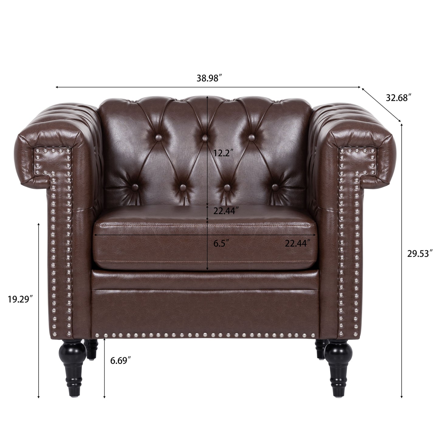 1 Seater Aesthetic Sofa For Living Room - Brown