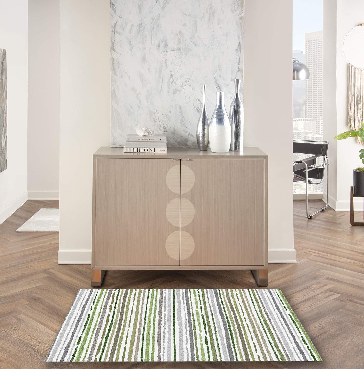 Sphinx - Indoor & Outdoor Washable Non - Slip Accent Rug - Beige Multi / Green