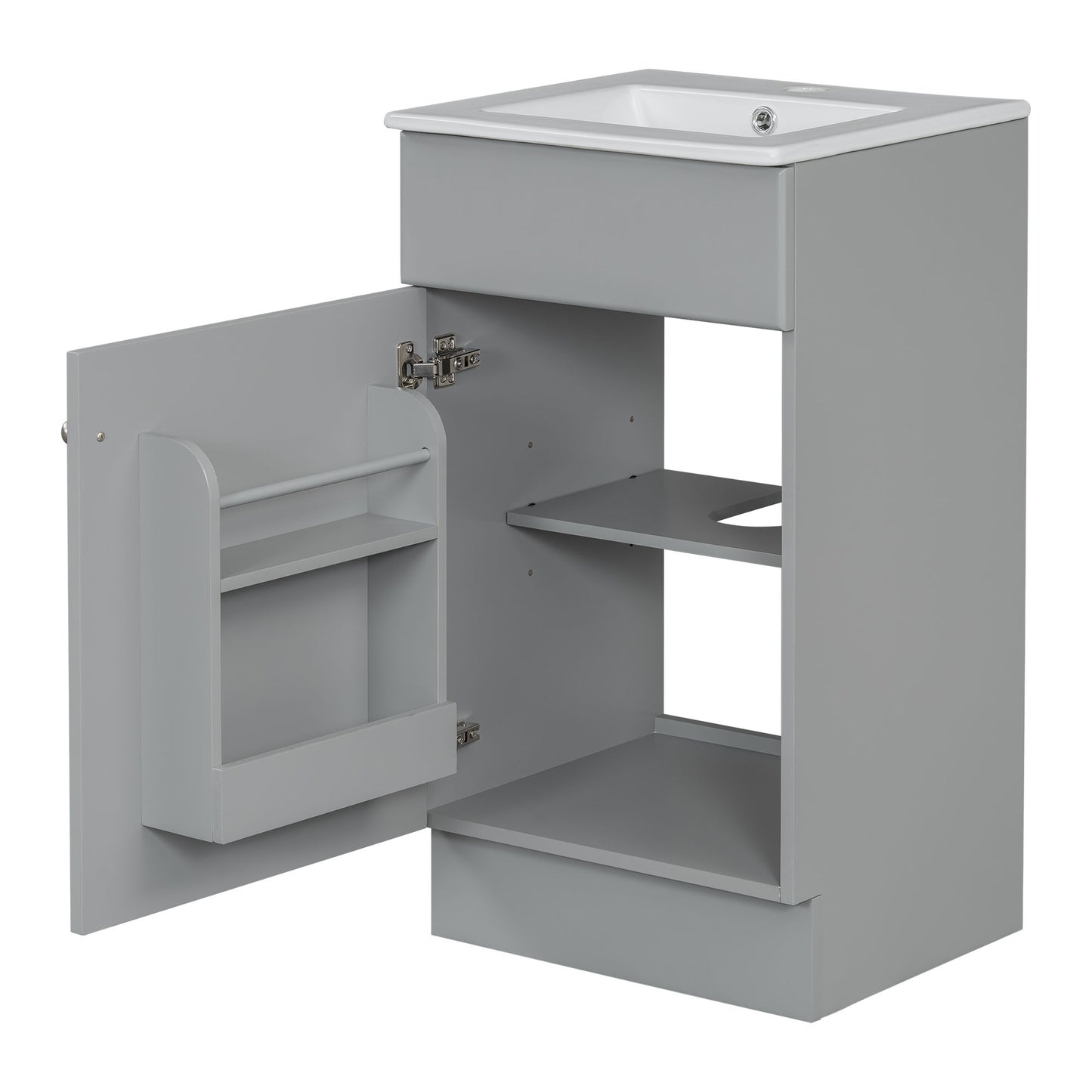 Bathroom Vanity With Sink, Vanity Cabinet With Door Shelf And Adjustable Shelf - Gray