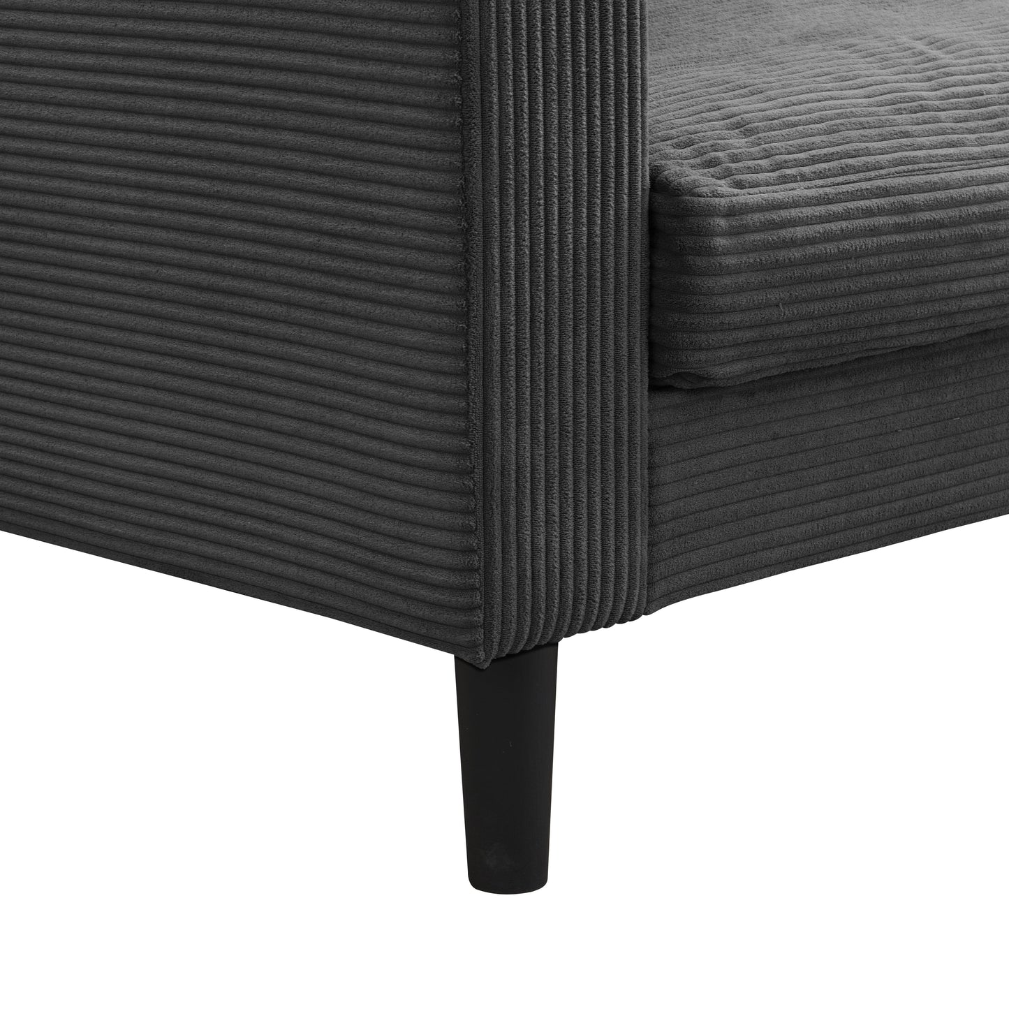 Modern Upholstered 2 Piece Sofa Set, Comfy Corduroy Living Room Furniture - Dark Gray