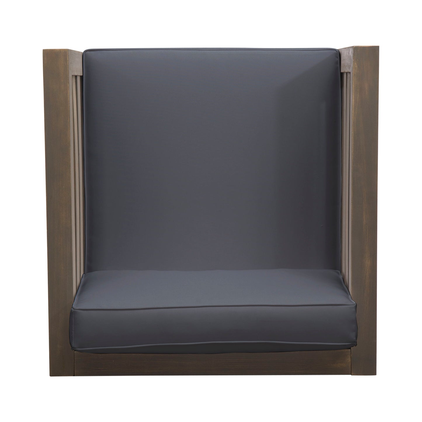 Outdoor Club Chair, Acacia Wood Patio Chair With Fabric Cushion For Backyard, Poolside, Garden Or Porch - Gray