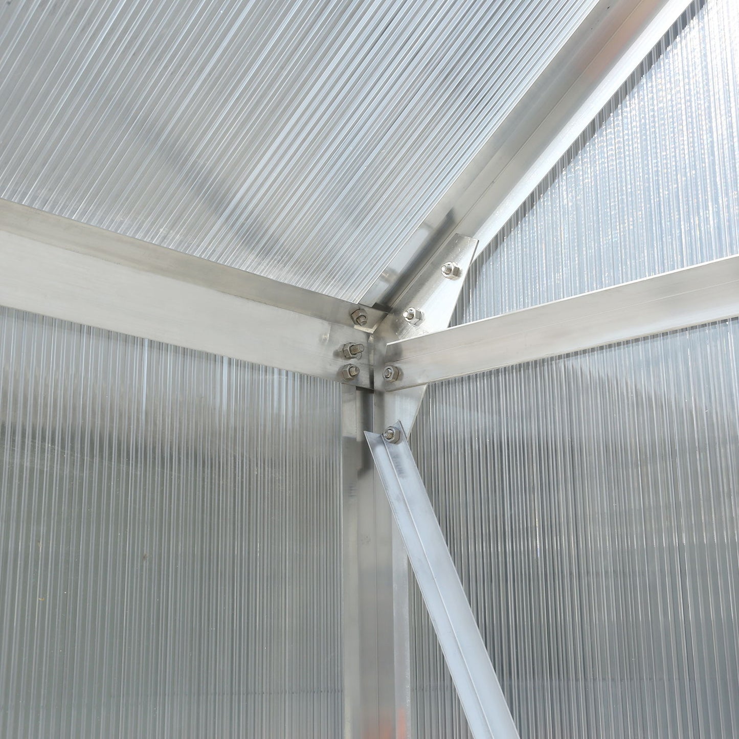 6.3'x10.2'x7' Polycarbonate Greenhouse, Heavy Duty Outdoor Aluminum Walk-In Green House Kit With Rain Gutter, Vent And Door For Backyard Garden - Aluminium