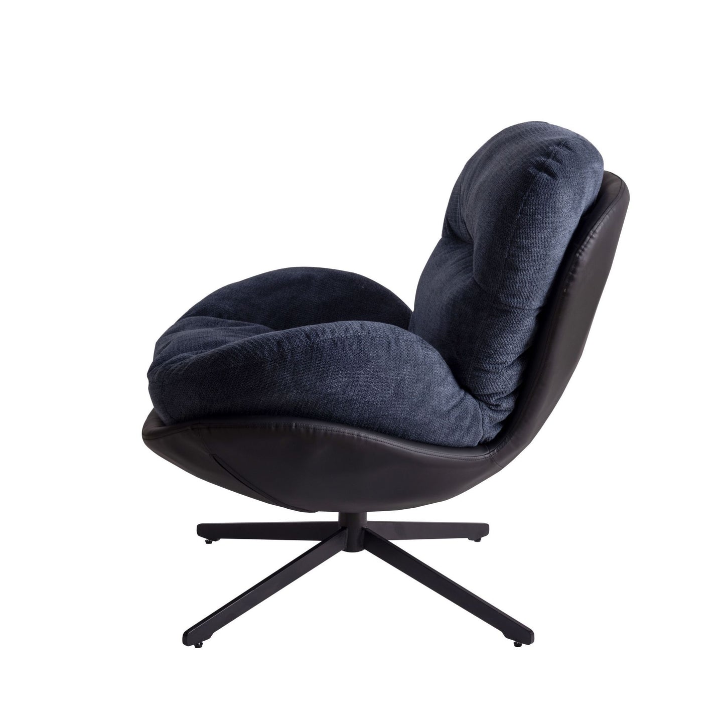 360ÔøΩÔøΩ Swivel Office Chair, Modern Chenille Chair With And Metal Base Frame, No Wheels, Accent Chair - Dark Blue