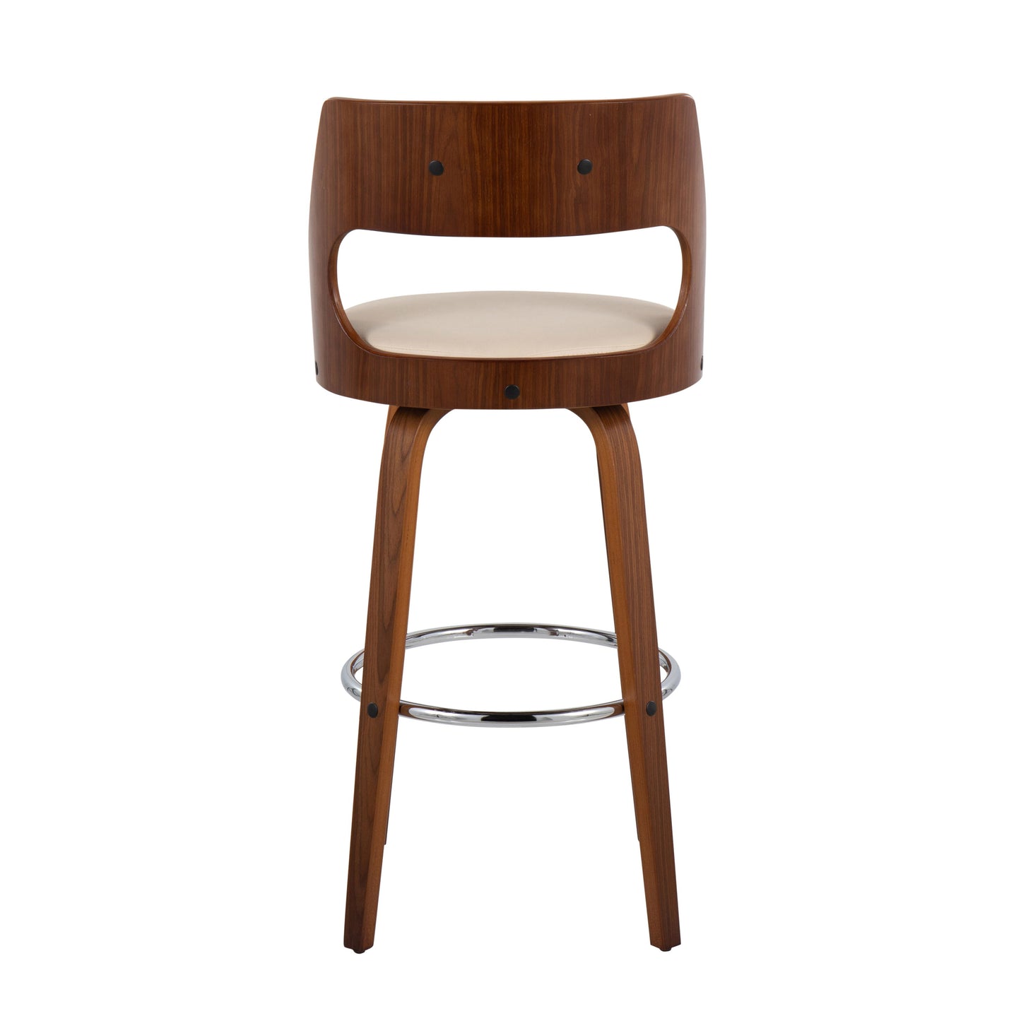Cecina - Mid-Century Modern Barstool With Swivel (Set of 2) - Walnut / Cream