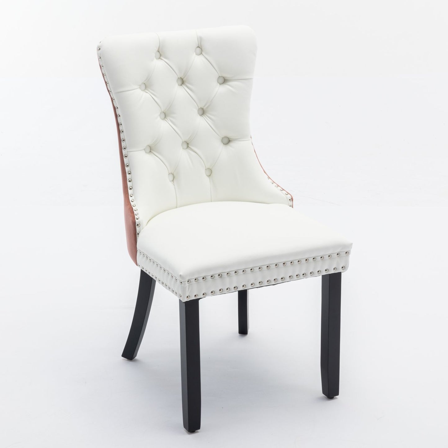 Nikki - Modern, High-End Tufted Solid Wood Contemporary And Velvet Upholstered Dining Chair With Wood Legs Nailhead Trim (Set of 2) - White / Pink