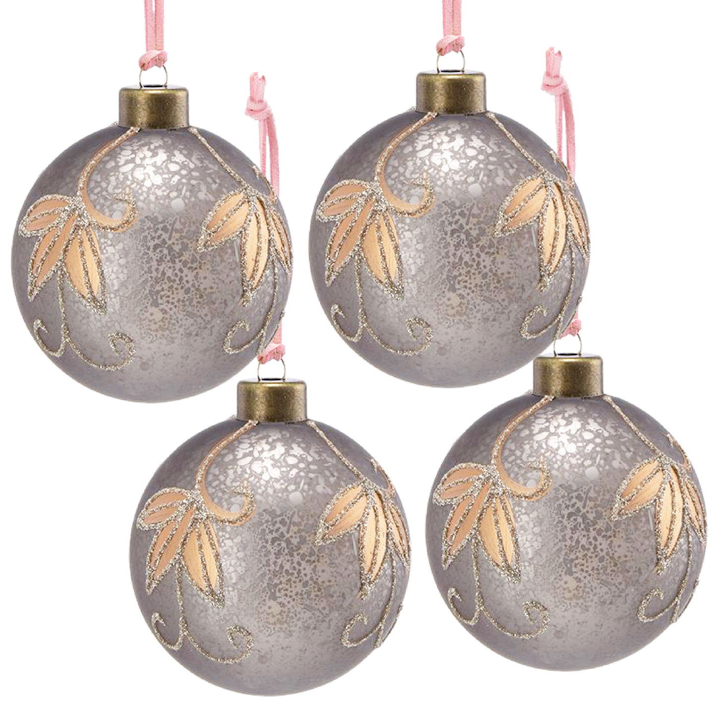 Christmas Ball Ornaments, Glass Decorative Hanging Ball Christmas Tree Ornaments, For Holiday Party Decorations (Set of 4) - Silver
