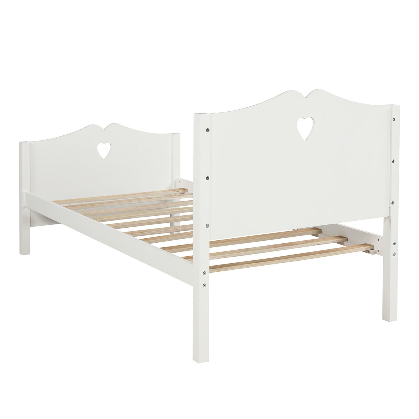 Twin Platform Bed With Slat Support And Headboard And Footboard - White