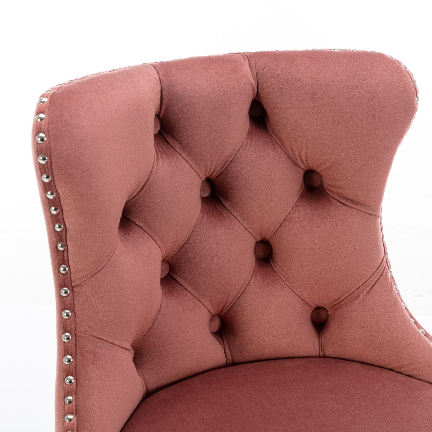 Swivel Velvet Barstools Adjusatble Seat Height From 25-33", Modern Upholstered Chrome Base Bar Stools With Backs Comfortable Tufted For Home Pub And Kitchen Island 1712Pk (Set of 2) - Pink