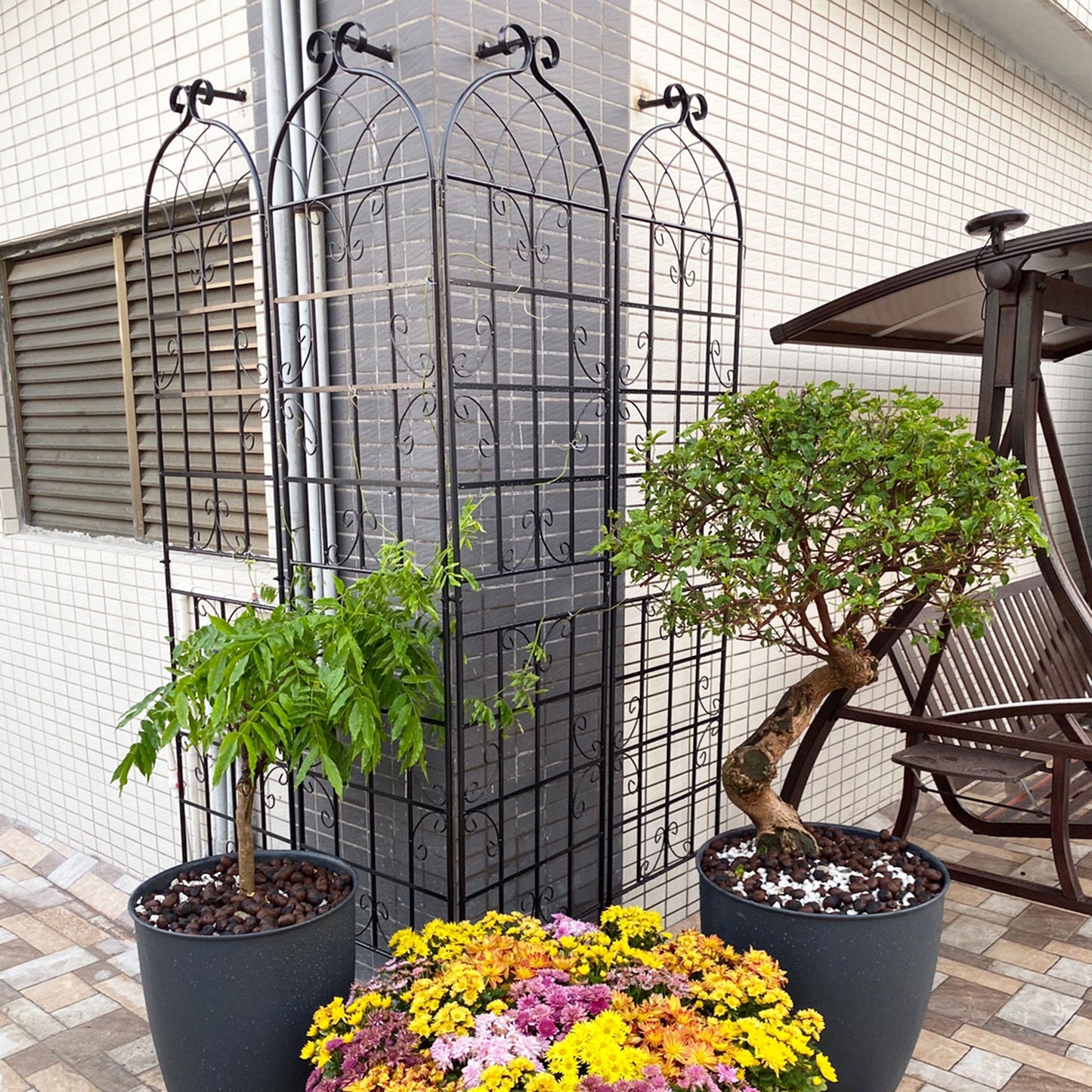4 Pack Metal Garden Rustproof Trellis For Climbing Plants Outdoor Flower Support - Black
