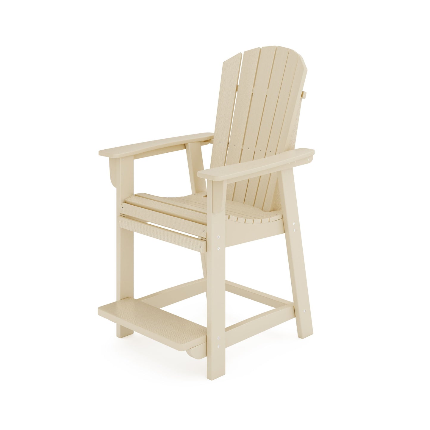 Adirondack Style Counter Chair Stylish HDPE Poly Lumber For Dining, Patio, And Garden Comfort - Beige