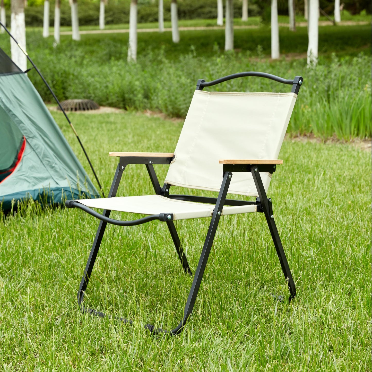 Folding Outdoor Chair For Indoor, Outdoor Camping, Picnics, Beach, Backyard, Bbq, Party, Patio - Beige