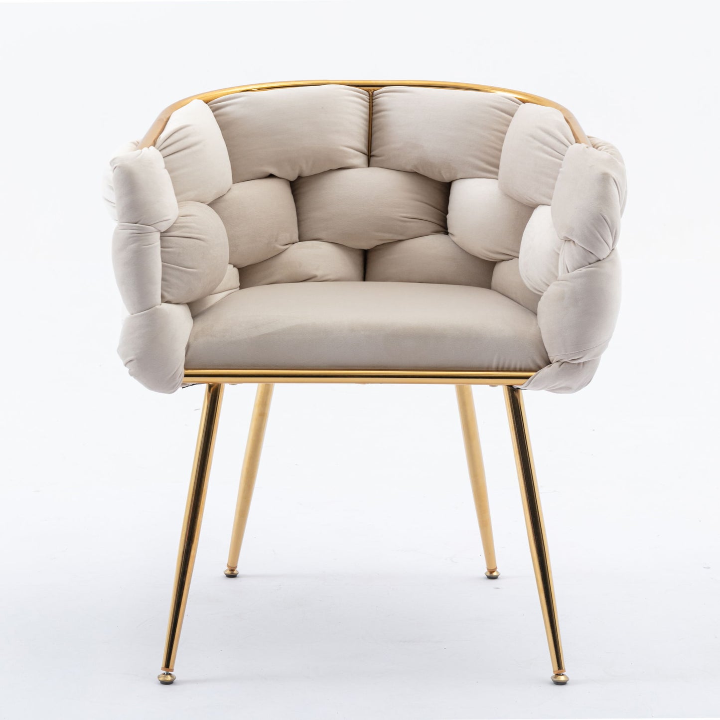 Luxury Modern Simple Leisure Velvet Single Sofa Chair Bedroom Lazy Person Household Dresser Stool Manicure Table Back Chair - Beige