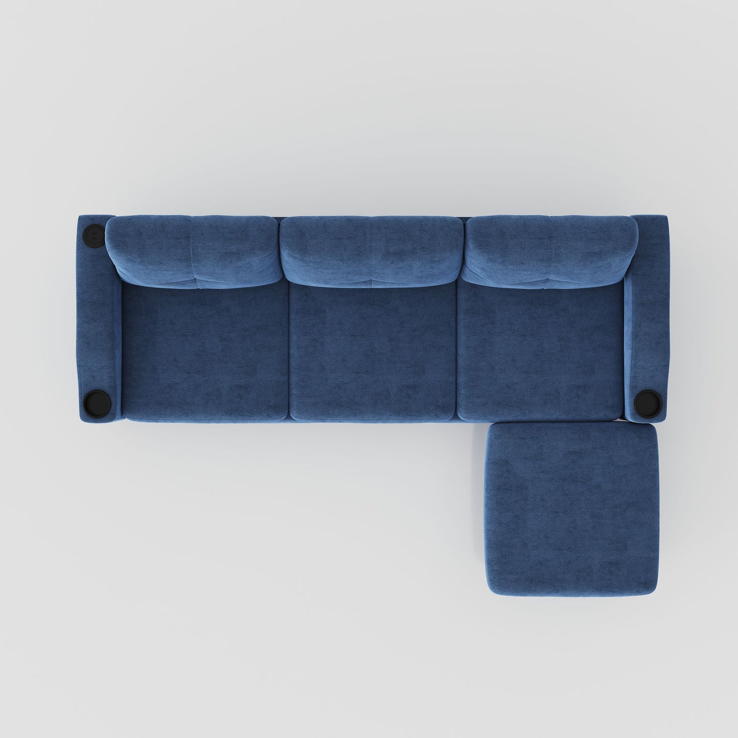 Convertible Combination Sofa, Sofa L Shaped, Sofa With Storage Cabinet Footstool, Living Room Sofa, Living Room 3 Seater Combination Sofa - Navy Blue