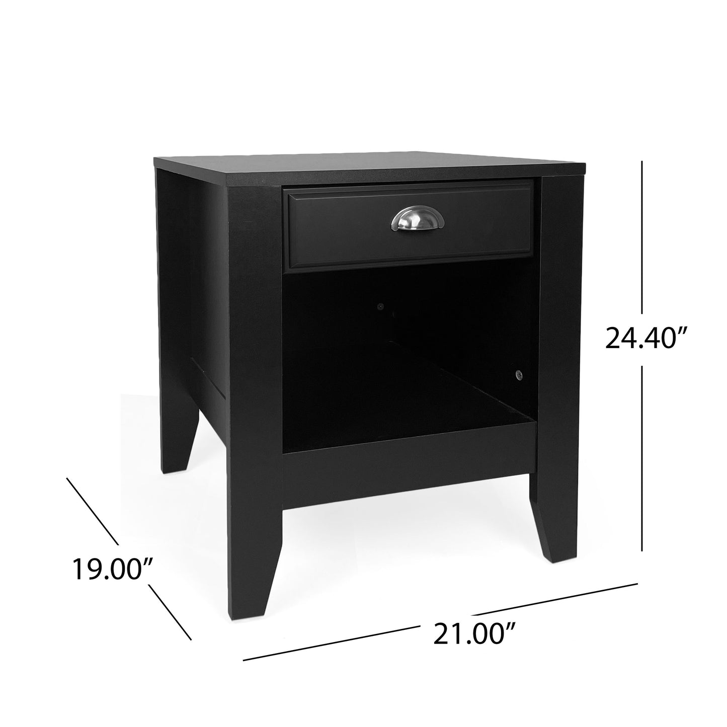 Cleary - Contemporary Wood Nightstand With Drawer - Black