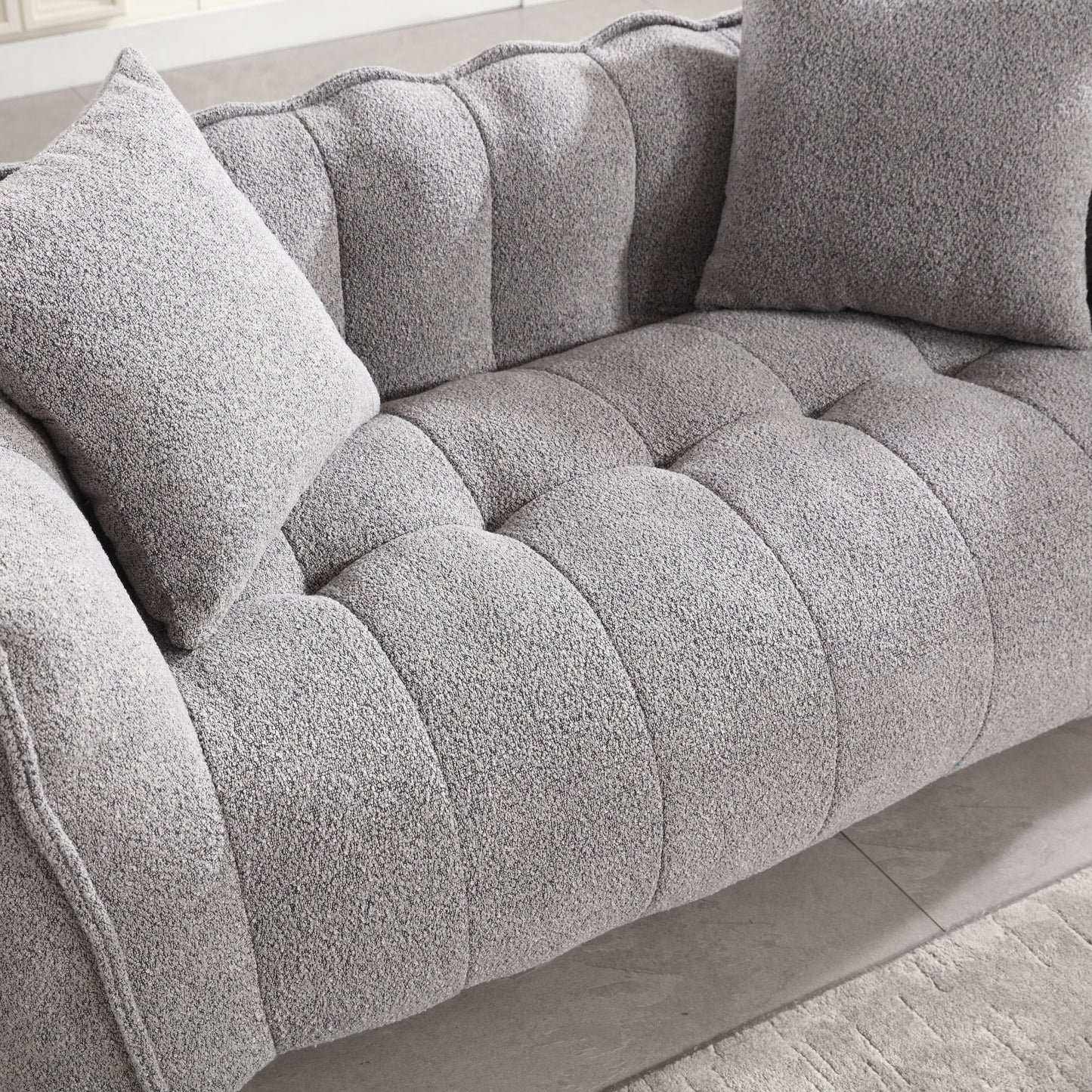 Soft Beanbag Chair With High Resilience Foam Core For Two People - Gray