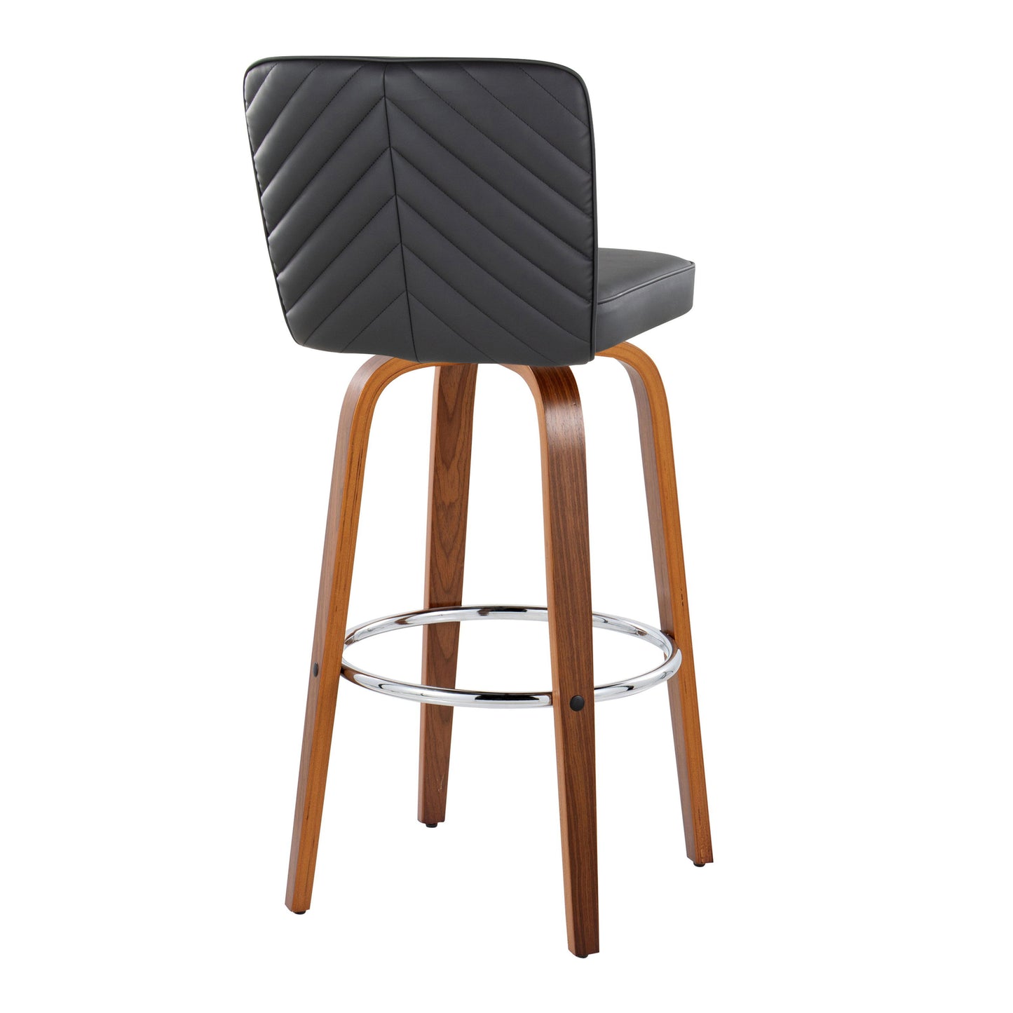 Henry - Contemporary Fixed Height Barstool With Swivel With Round Footrest (Set of 2) - Walnut / Black