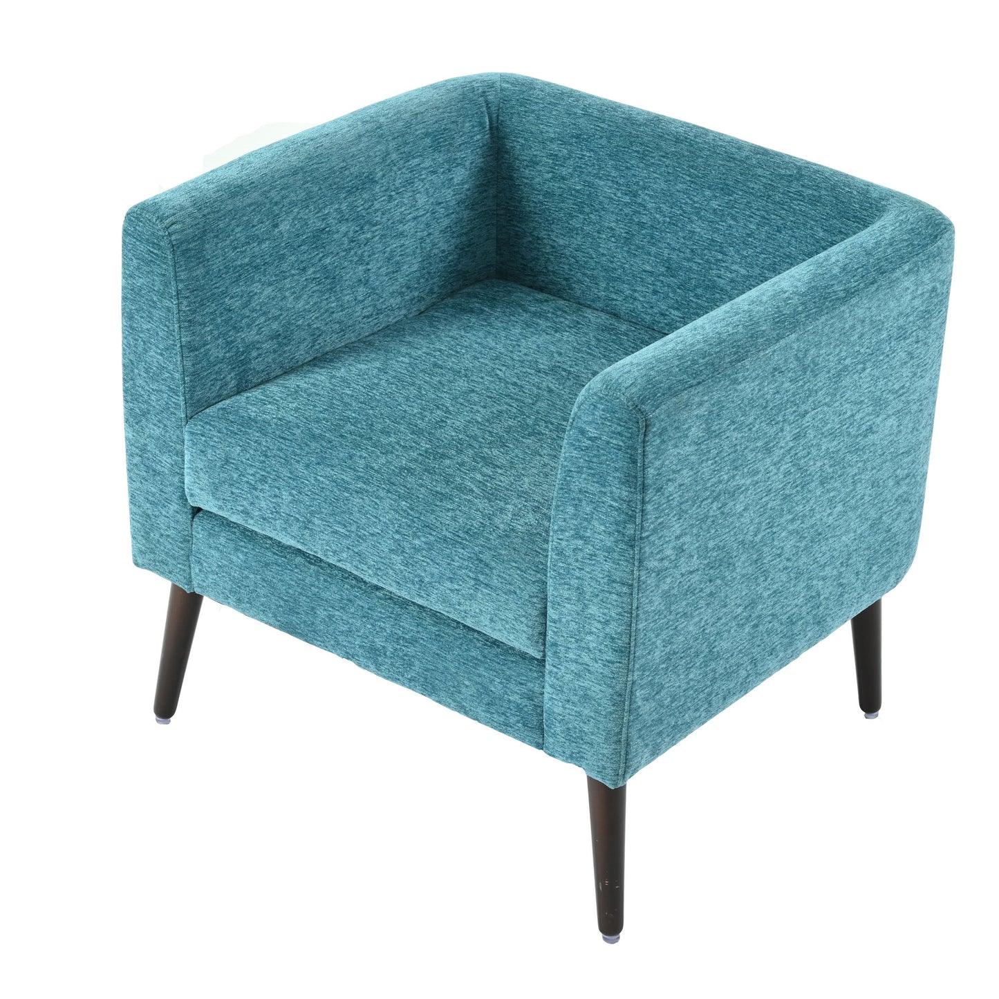 Accent Chair, Boucle Chair, Barrel Chair, Fabric Armchair Club Chair, Upholstered Arm Chair With Solid Wood Legs, Waist Pillow, Padded Single Chair For Living Room / Bedroom / Study / Waiting Room - Teal