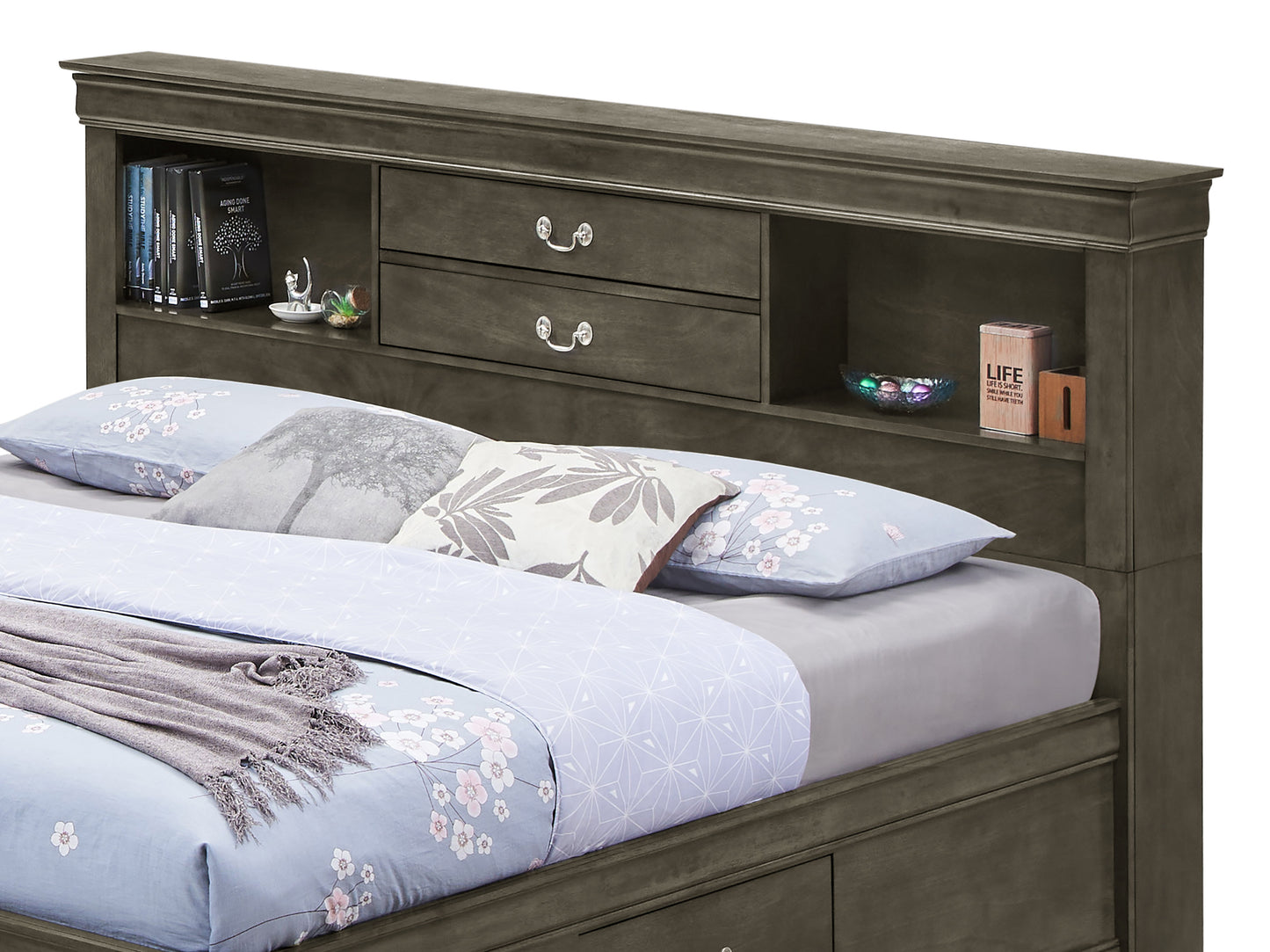 Louis Phillipe - Queen Storage Bed - Gray